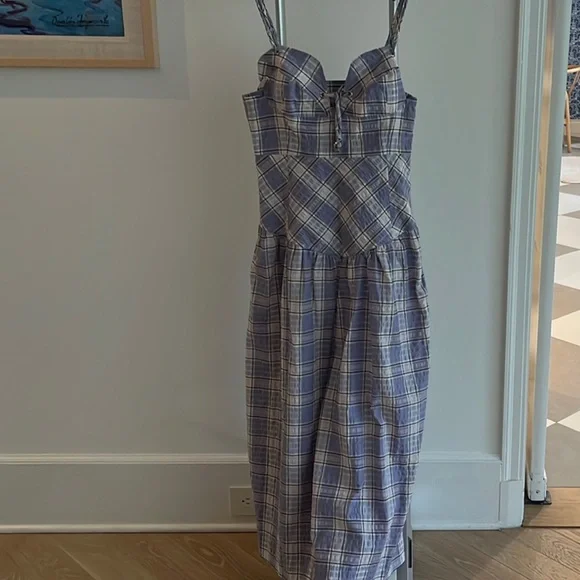 ganni purple plaid dress Ganni Suiting Mini Dress